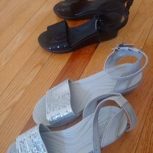 Croc wedge sandals 2 pair sz 7